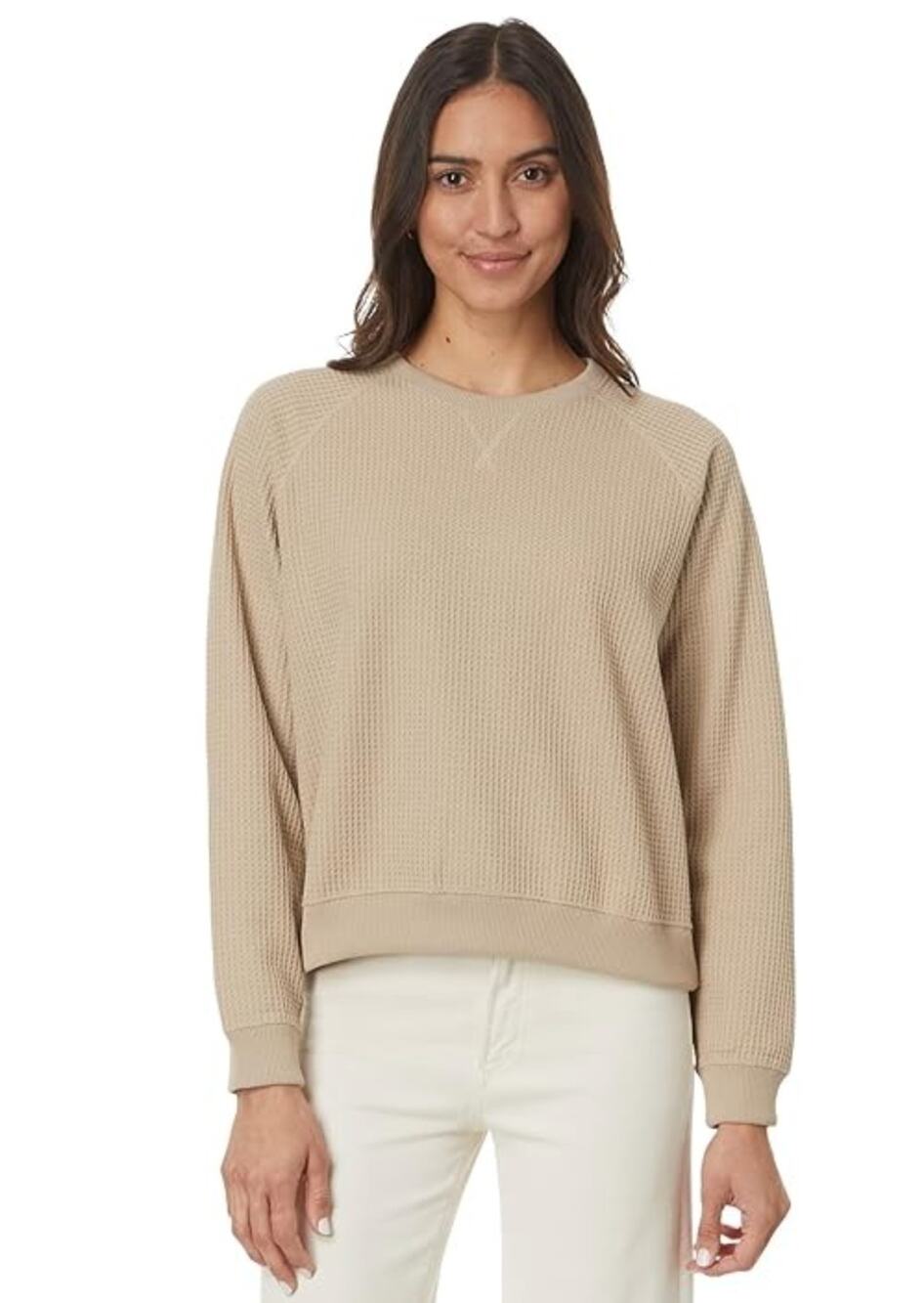 TOAD & CO Womens Bitterroot Sweatshirt Small Twine Beige Waffle Long Sleeve NWT
